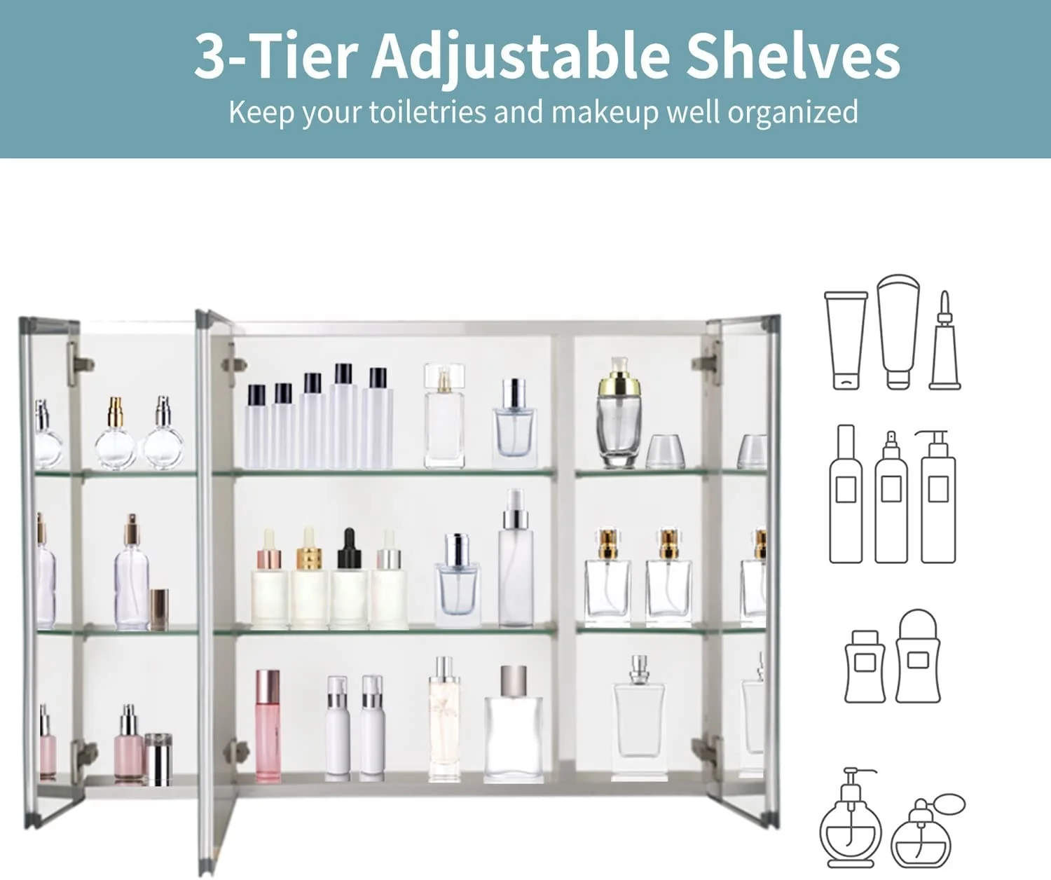 Medicine Large Storage Space With Bevel Edge And 3 Doors Buy 1.recessed