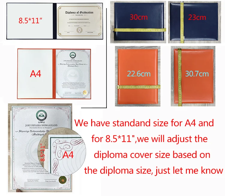US Citizenship Certificate Holder Grain Leatherette A4 8.5x11 Holder with Silver Stamping Printing Inner White Cardboard supplier