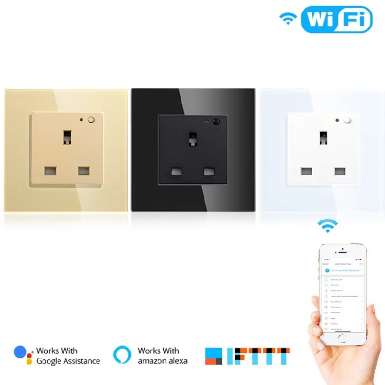 Shuwei High Quality Modern Style Tuya Smart Life Remote Control Waterproof Wifi Wall Power Socket