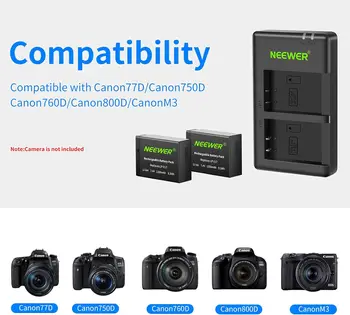 NEEWER 2-Pack LP-E17 Replacement Battery and Dual USB Charger for Canon detail image