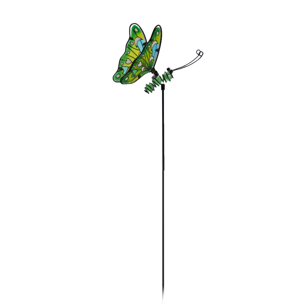 Green Glass eyeballs glow in dark metal connected butterfly metal  stakes for outdoor  lawn 