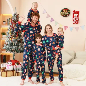 Wholesale Christmas Pajamas for Family Cute Snowman Print Long Sleeve PJS Set
