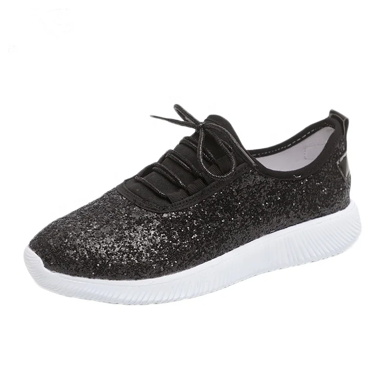 Silver Sparkle Tennis Shoes with Laces