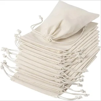 cheap price cotton muslin drawstring pouch bag in stock for Jewelry package