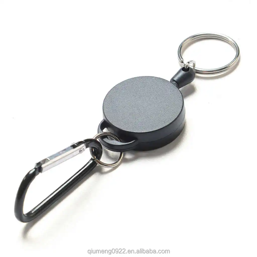 65cm Retractable Keyring Metal Wire Keychain Clip Pull Recoil