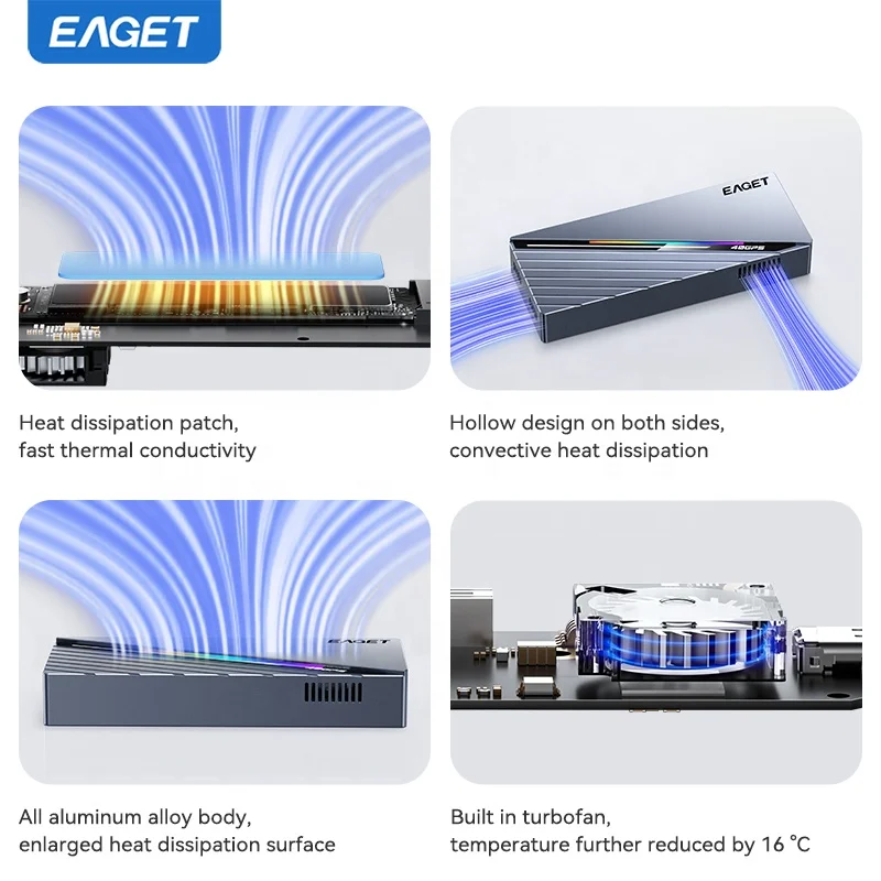 EAGET SE4100 40Gbps USB 4.0 M.2 NVME SSD Enclosure for 2230-2280
