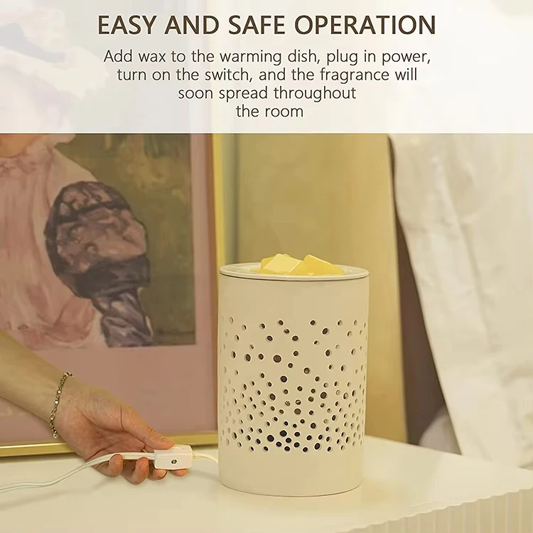 Factory UK/EU/US Plug Round Ceramic Wax Warmer Home Use Perfume Scents Fragrance Ceramic Heating element Wax Warmer