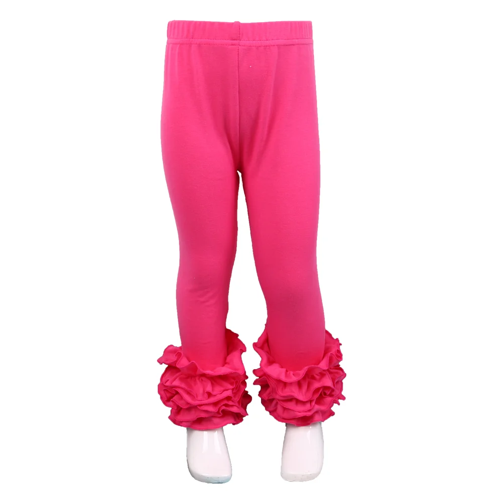 Wholesale Hot Pink Ruffle Icing Leggings Little Girl Soft Knitted