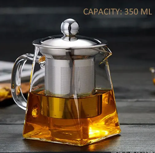 Hot Sale Stocked 350ml 550ml 750ml eco-friendly transparent heat resistant glass teapot manufacture