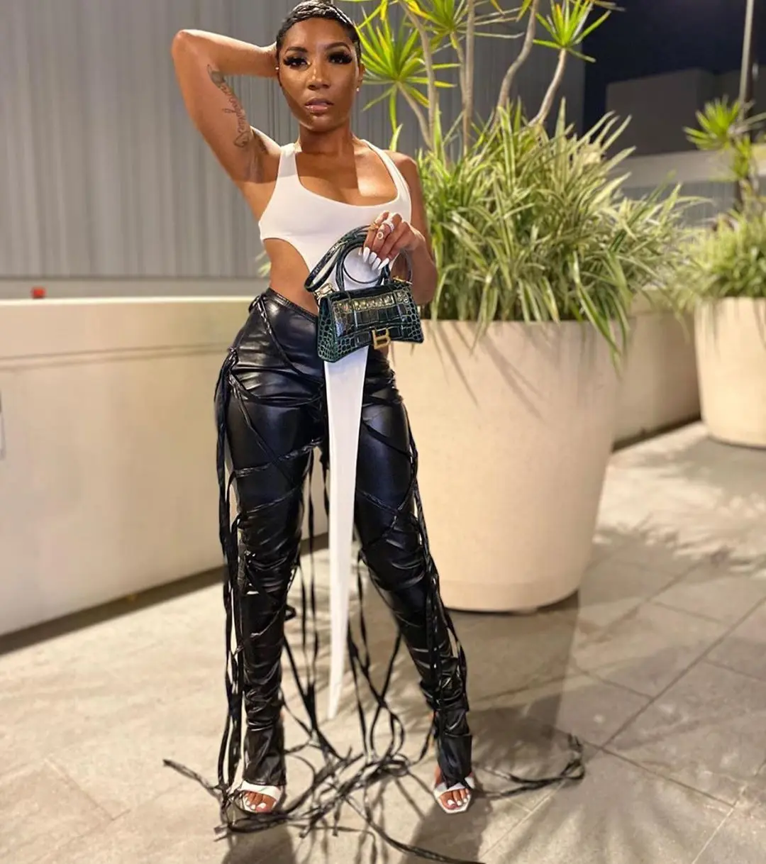 Floor Length Sexy Women Leather Tassel 