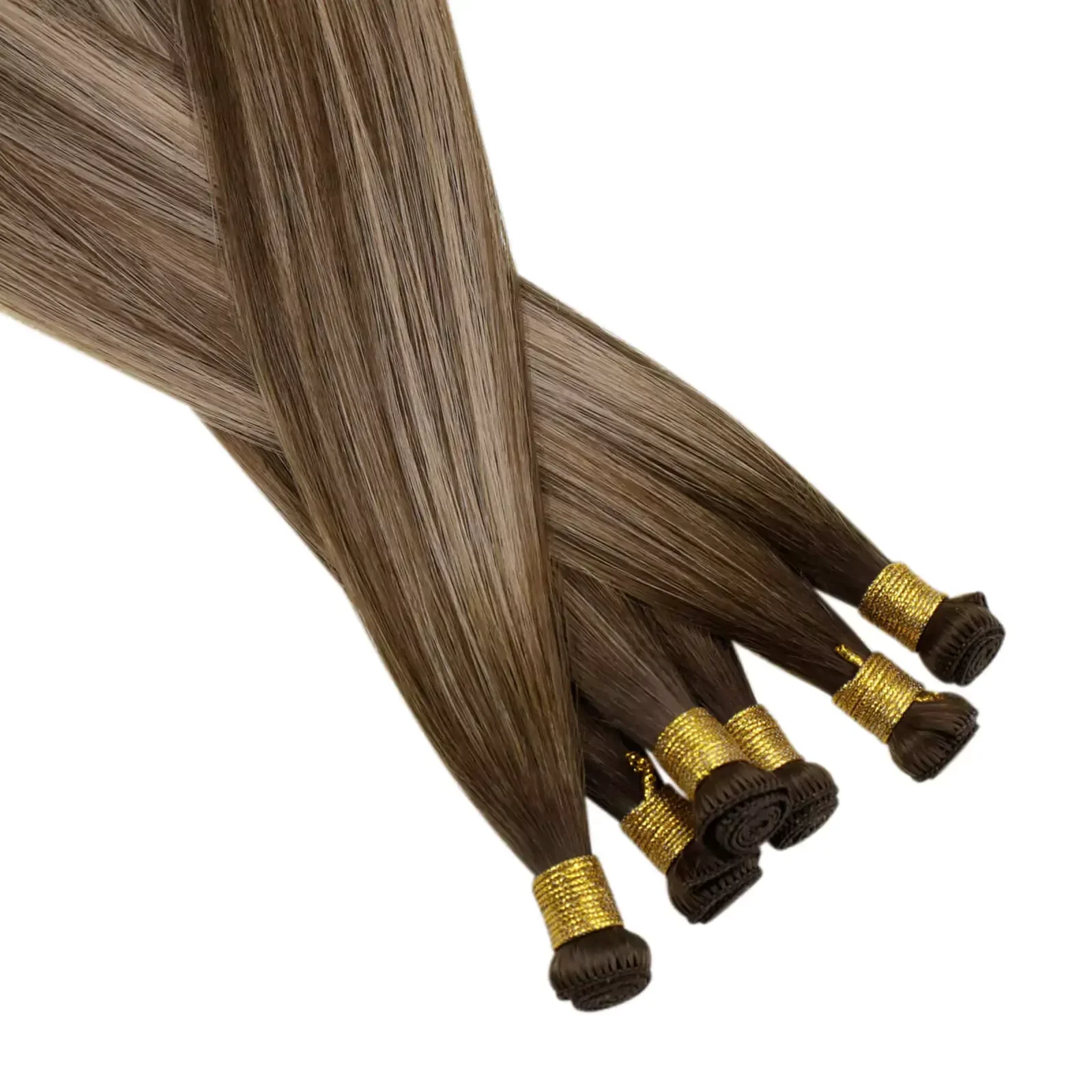 LaaVoo Invisible Hand Tied Hair Extensions 12 Months 100% Human Hair Seamless Sew in Hair_voghion.com