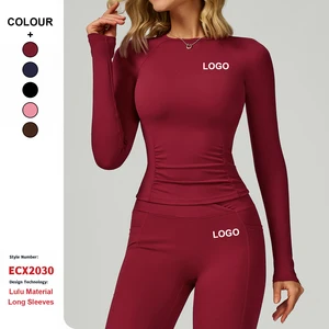 Custom Nude Feel Crew Neck Long Sleeve T Shirts Quick Drying Breathable Sports Top Women Outdoor Gym Running Fitness Yoga Wear