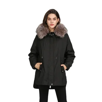custom ladies real faux fur hood long plus size snow women winter snow coat duck down jacket parka for women with real fur