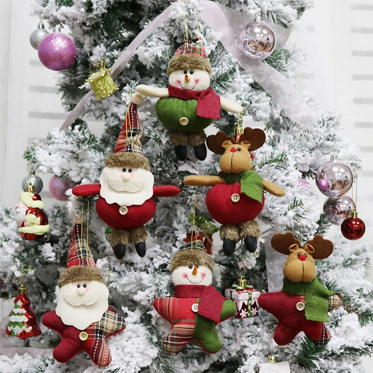 Cute Dolls Santa Claus Snowman Elk Christmas Tree Hanging Ornaments Home Decors 