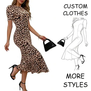 Custom Quality Assured Midi Cool Leopard Bodycon Dresses Women Casual Spandex/Polyester Eco-Friendly Breathable Daily Wear