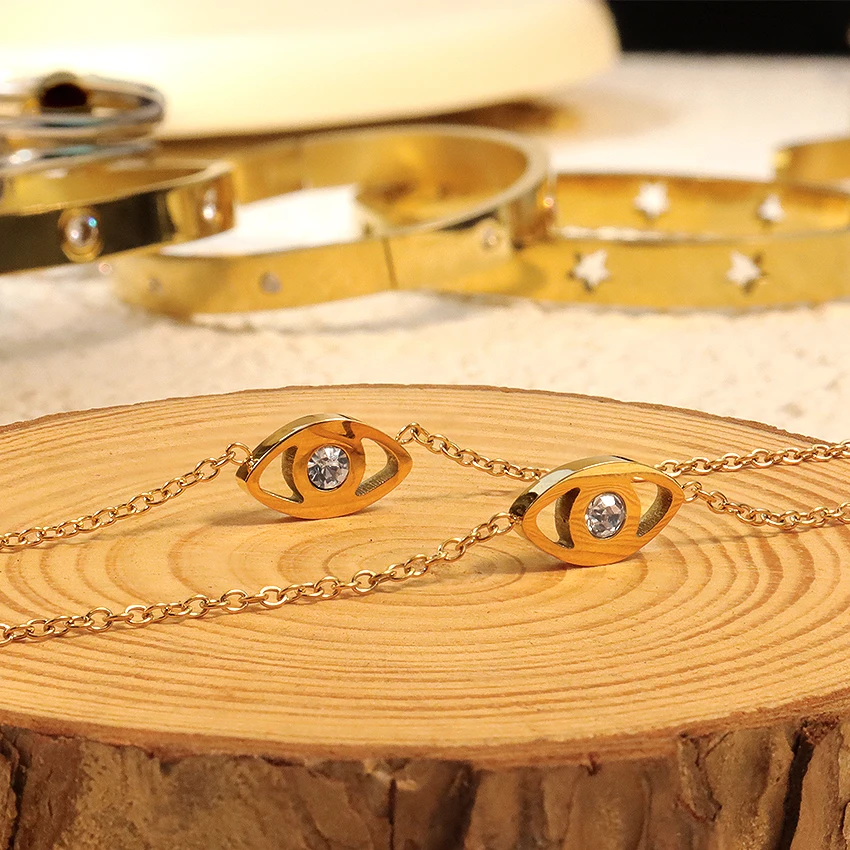 18k Plated Jewelry Eye Necklace Zircon Jewelry Sets Gold Necklace Eye