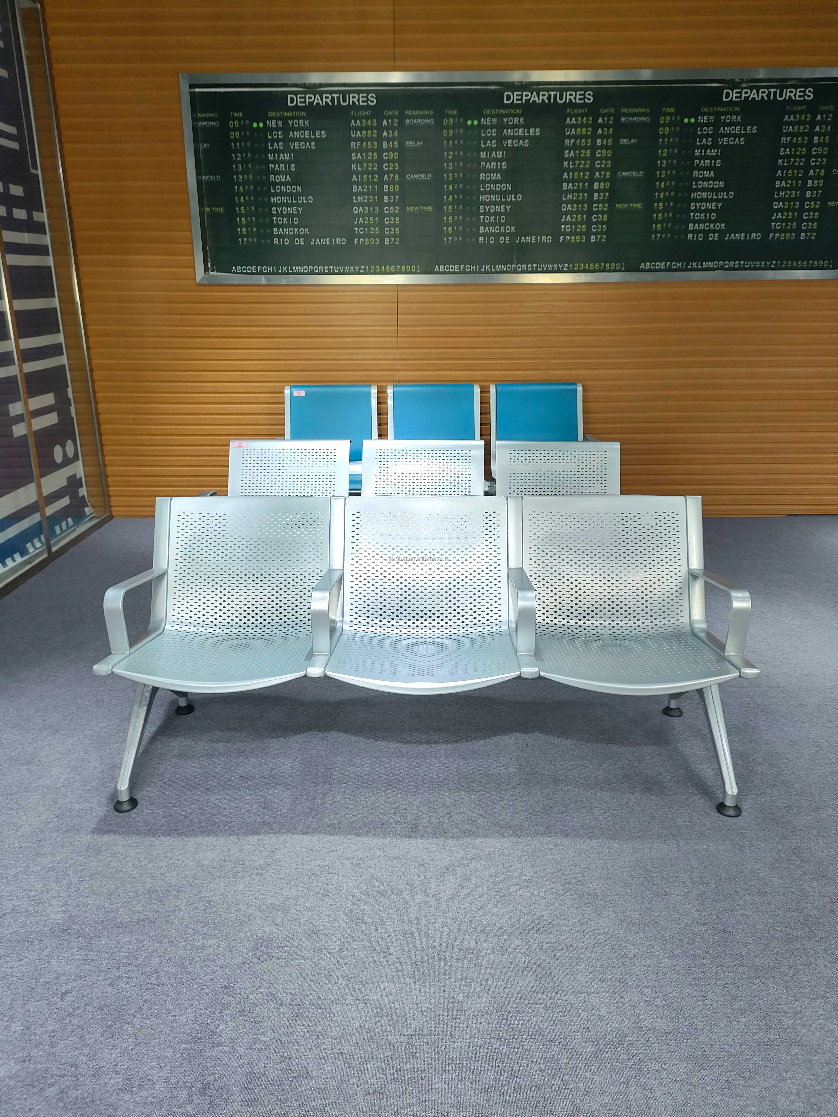Customized High Quality Modern Design 3-Seater Stainless Steel School Clinic Dental Office Waiting Chair for Gym Hospital Public 4