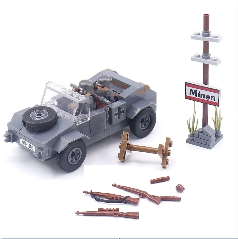 WW2 Army Weapons Model Sets Building Blocks Military Armed Vehicles DIY Assembly Bricks Toys With 2 Soldiers
