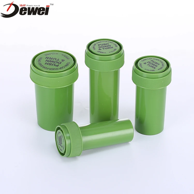 Child Resistant Vial Plastic Medical Vials With Reversible Cap Reversible Pharmacial Vials With Push Down