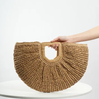 Custom Summer Beach Ladies Straw Clutch Beach Rattan Bag Manufacture New Arrival Handmade Straw Woven Women's Handbags