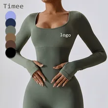 Spring dance seamless fitness sports jumpsuit tight long-sleeved yoga suit seamless yoga jumpsuit women