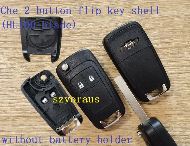 2-Pack Flip Remote Key Shell For GM Chevrolet – 4-Button HU100 Blade