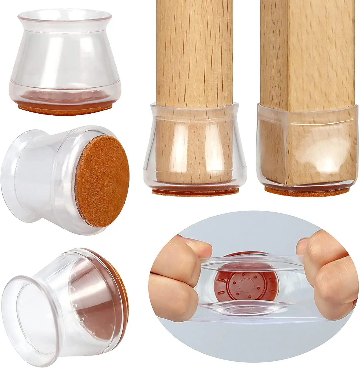 Furniture Silicon Protection Cover With Felt Pad Chair Leg Caps