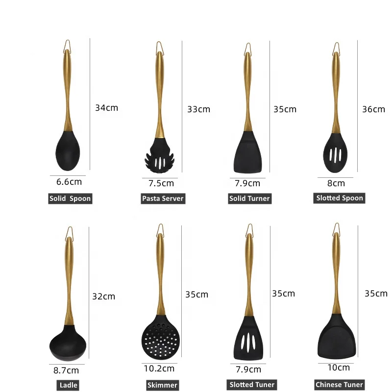 KINGWISE Высококачественная сервировочная посуда из нержавеющей стали 304 набор 8 предметов силиконовая кухонная