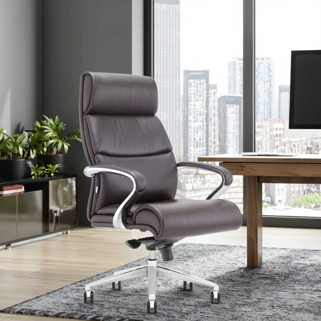 Luxury Executive Throne Double Plywood Core Aluminum Armrest Caps Premium Office Centerpiece 6