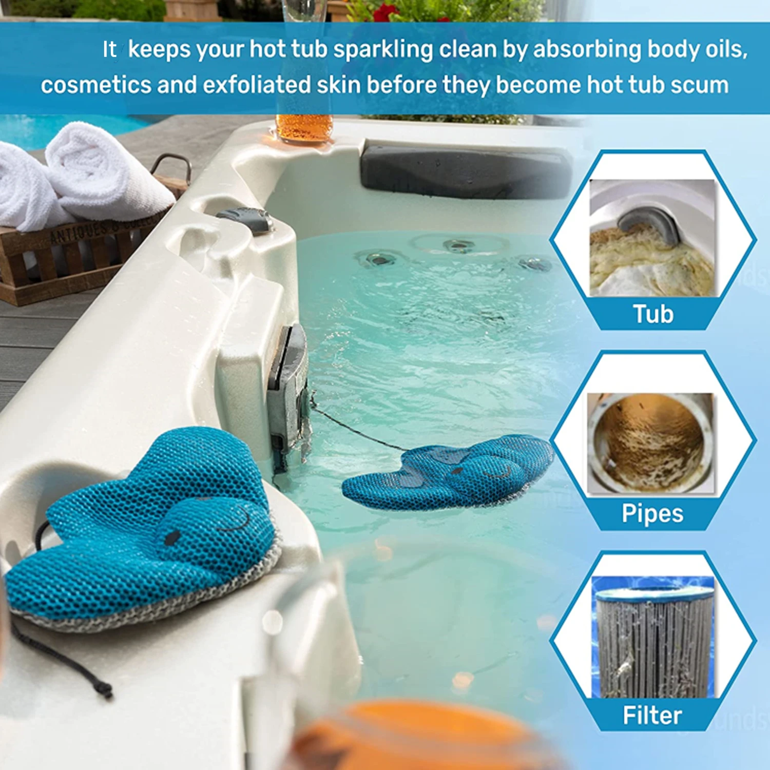 Hot Tub Scum Absorber Oil Absorbing Sponge Hot Tub Scum Preventer Keep