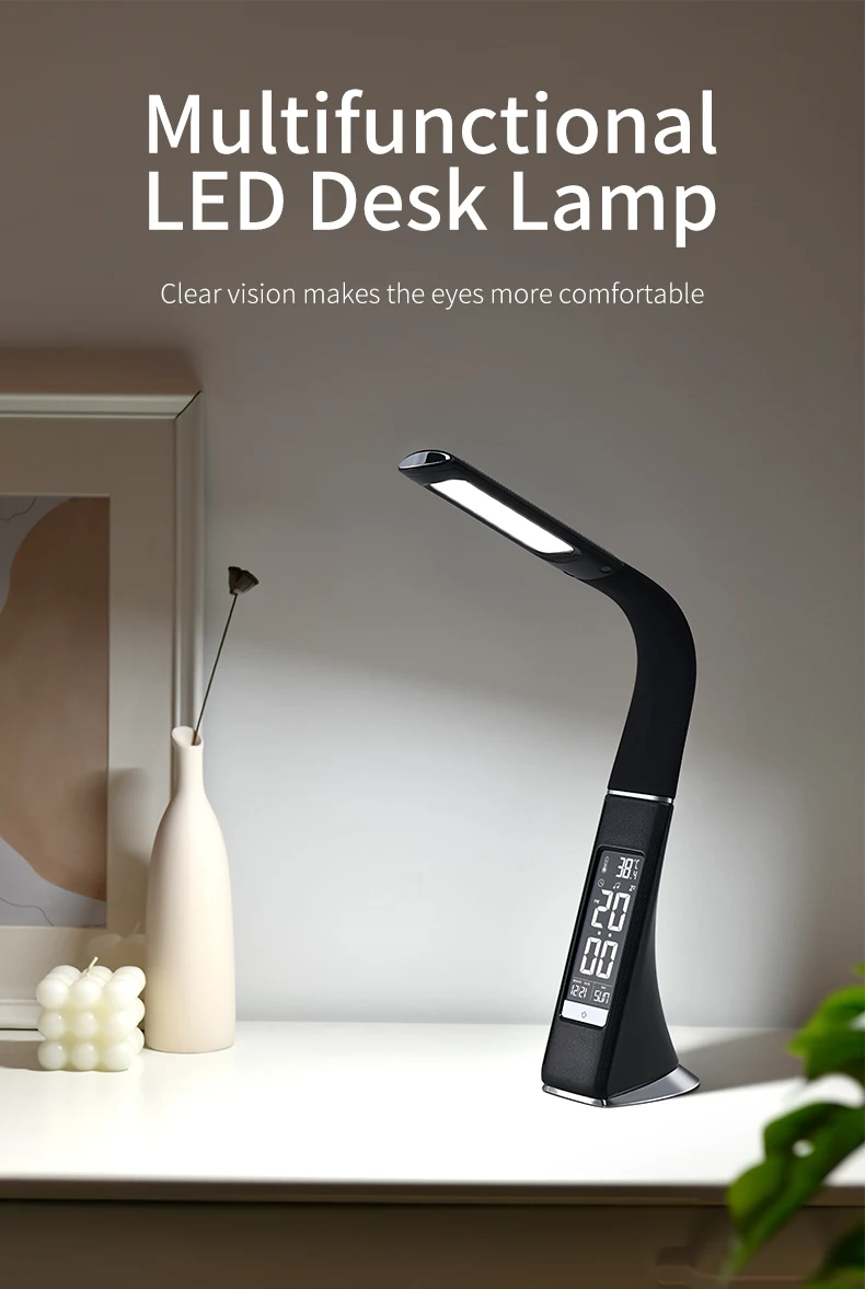 product business eye protection calendar fold gooseneck study read table hotel touch led clock bedside night light desk flexible lamp-40