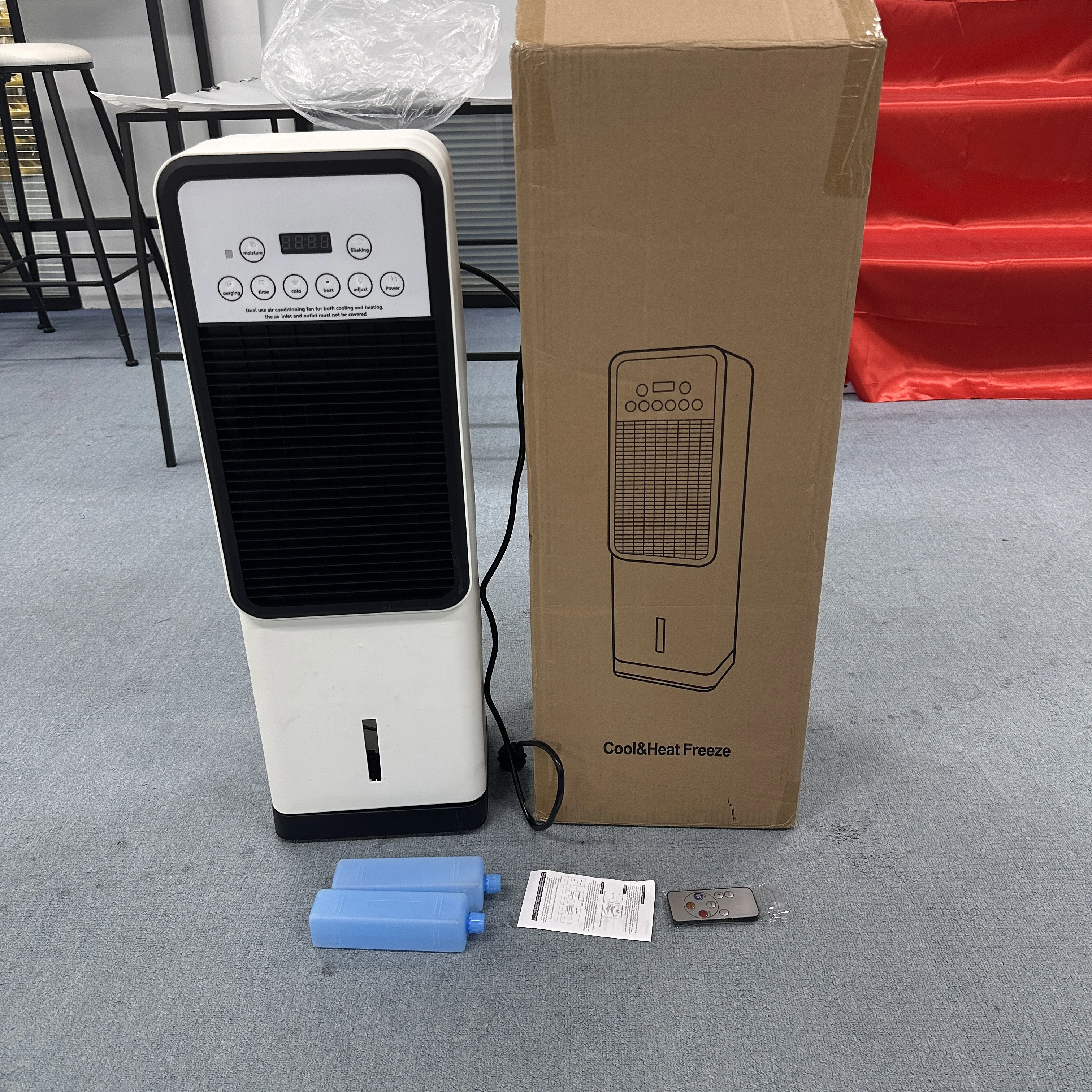 Mini climatizzatore combinato riscaldamento/raffreddamento con 4 modalità, 3 velocità, display a LED, timer, telecomando touch. Ideale per dormitori, hotel e forniture all'ingrosso._voghion.com