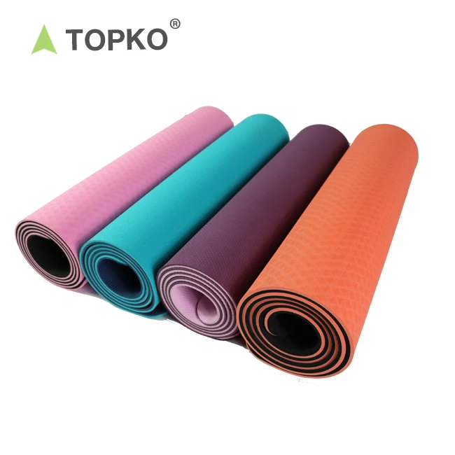 TOPKO  Exercise Anti Slip Eco Friendly Yoga Mat 4mm,5mm,6mm,8mm Thick Double Layer TPE Yoga Mat