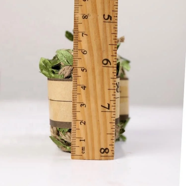 24PCS Natural Jute Twine Ribbon With Artificial Green Leaves for Wedding Home Garden