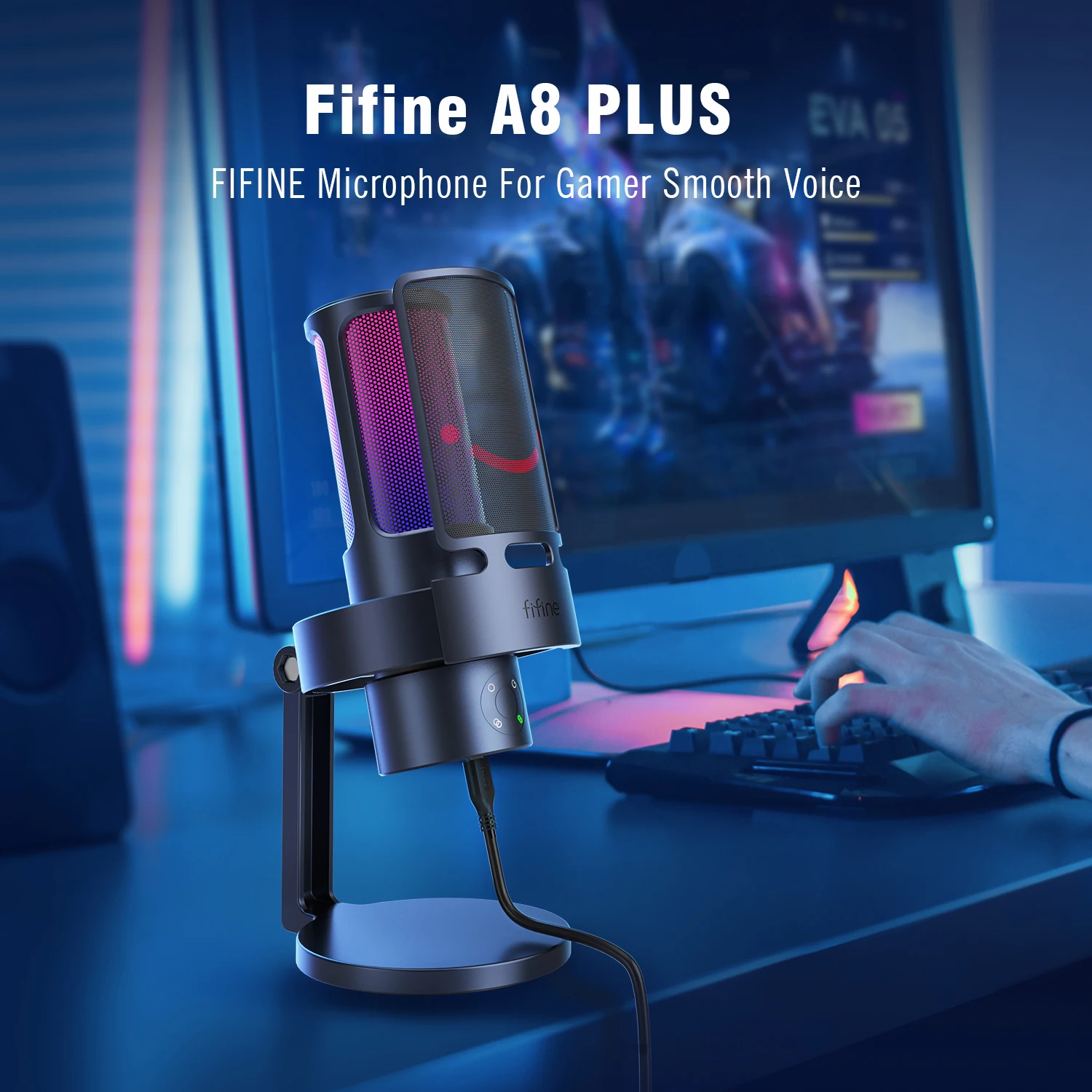 Fifine  A8 Plus USB Recording Microphone Mic Professional Podcast Condenser Microphone Gaming Microphone