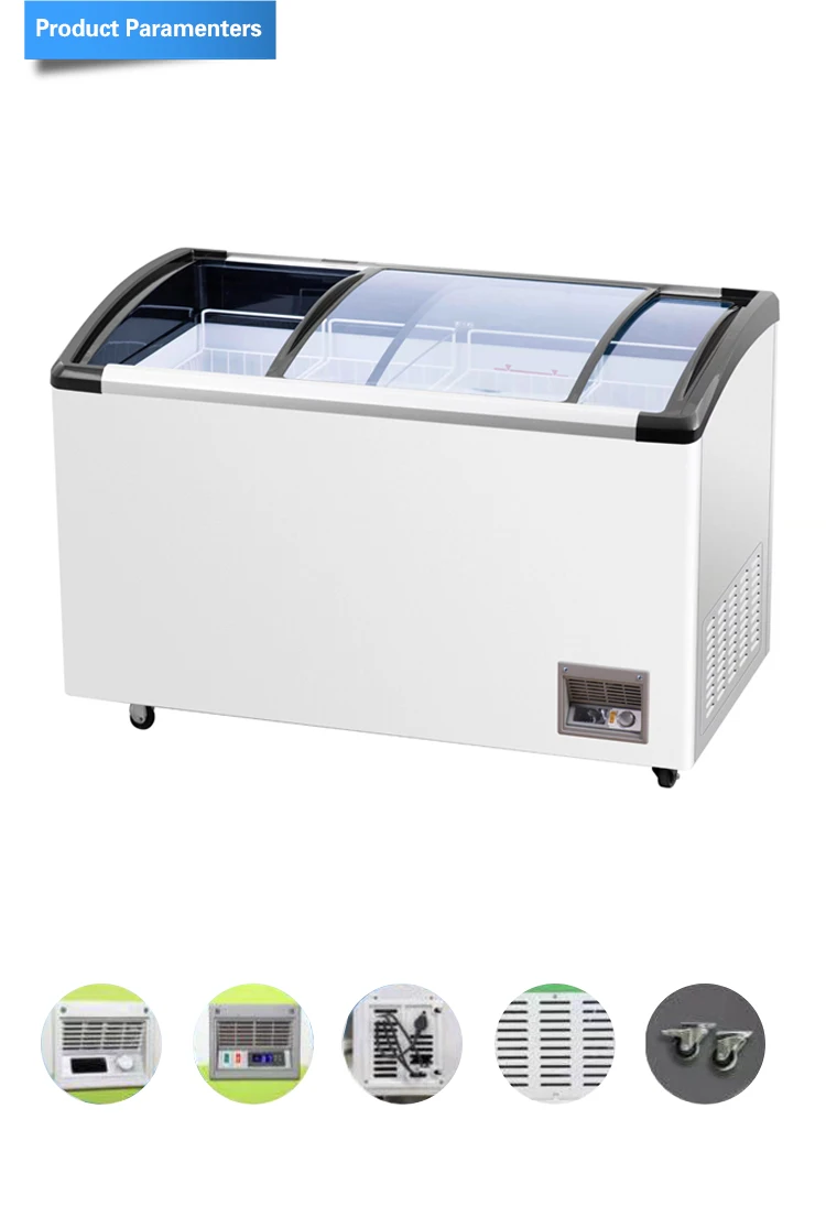 Topcool Ice Cream Chest Freezer Sliding Glass Door Chest Curve Mini