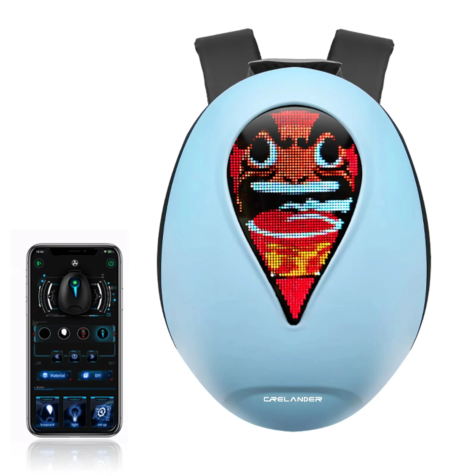 Smart WiFi Connect Custom LED Animation Waterproof Backpack IP64 Rating for Outdoor/Motorcycle Use Adjustable Digital Display