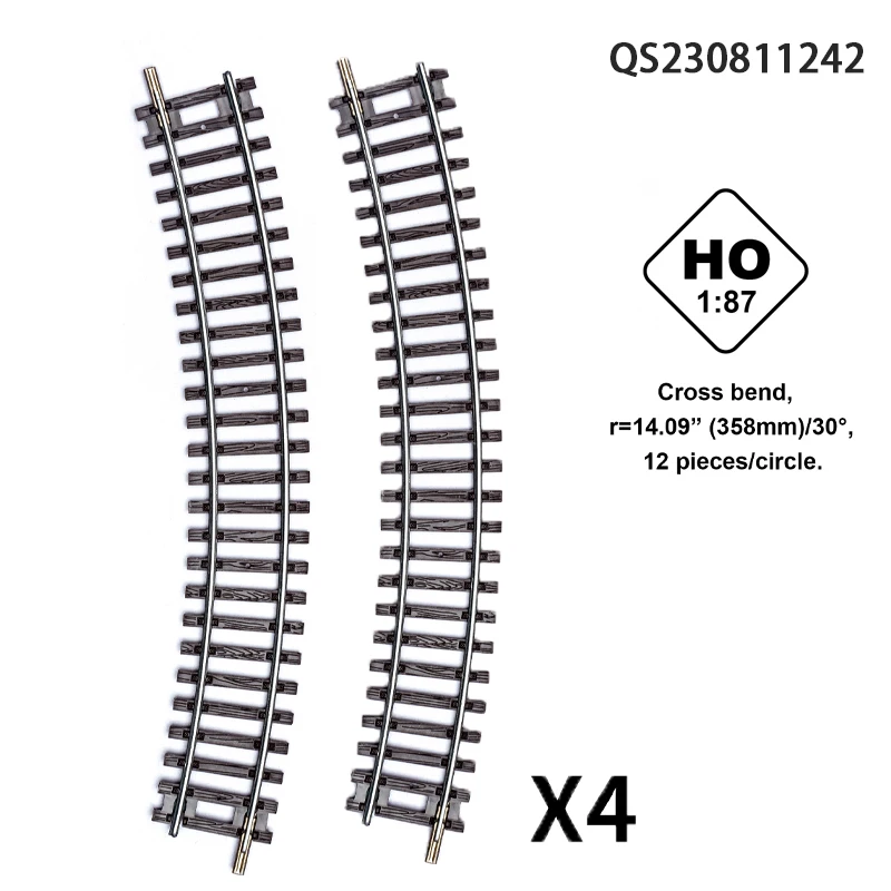 QS Customized Railway Toy 4PCS 1:87 HO Scale Simulation G1 Straight Bend Rail Model Miniature Train Track Toys for Kids Play