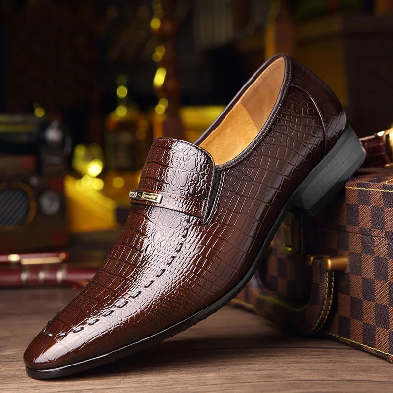 Genuine Leather Shoes Crocodile Pattern Classic Style – B&R African Styles
