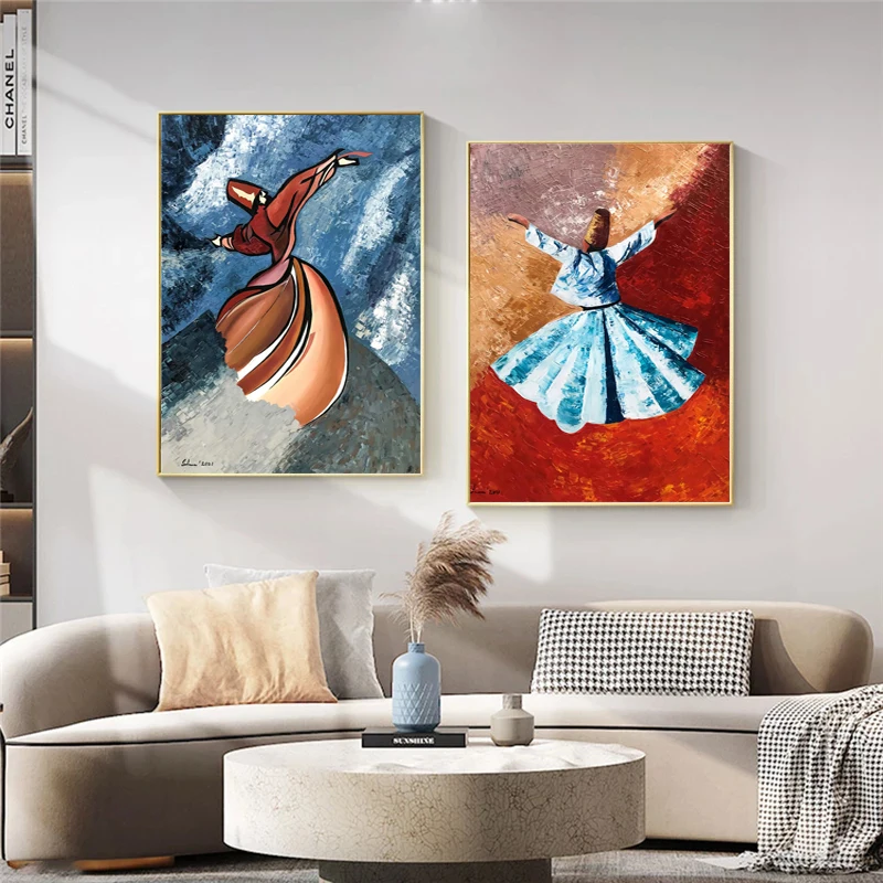 抽象的な踊る人物画 キャンバス油絵 キャンバス絵画 子供部屋 男の子