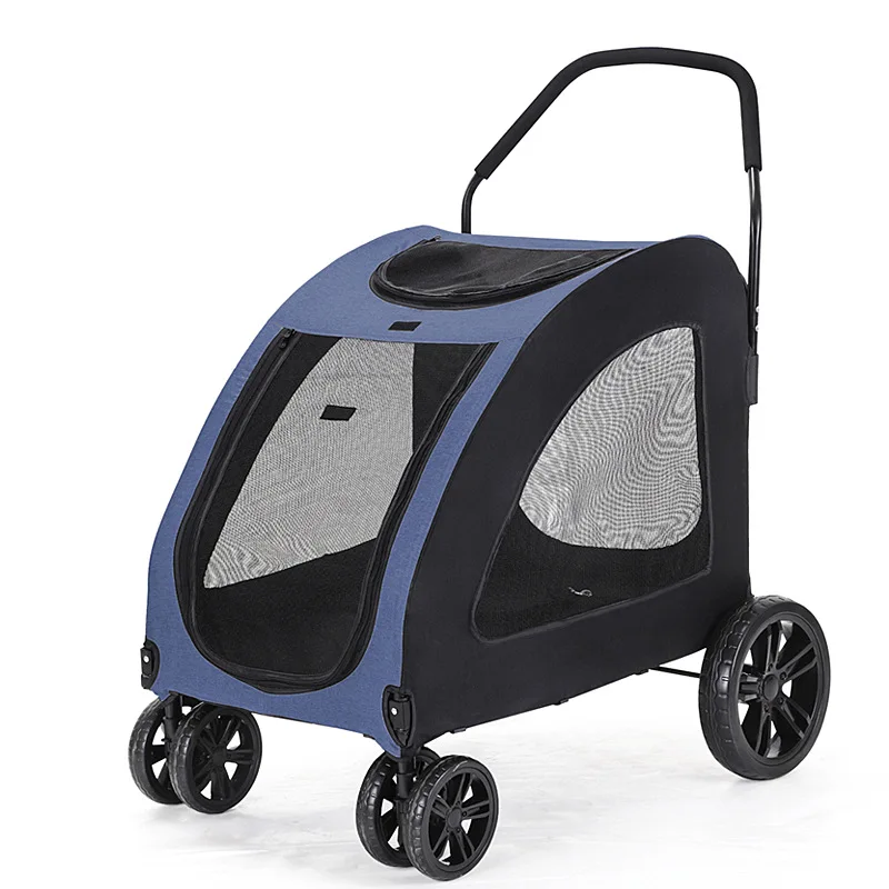 Passeggino Pieghevole Per Cani E Gatti Piccoli - Ruote Girevoli 360°, Baldacchino Regolabile, Fino A 10 Kg