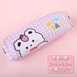 Wrapables Large Capacity Pencil Case, Portable Pencil Pouch for Stationery Office Supplies Pink & White