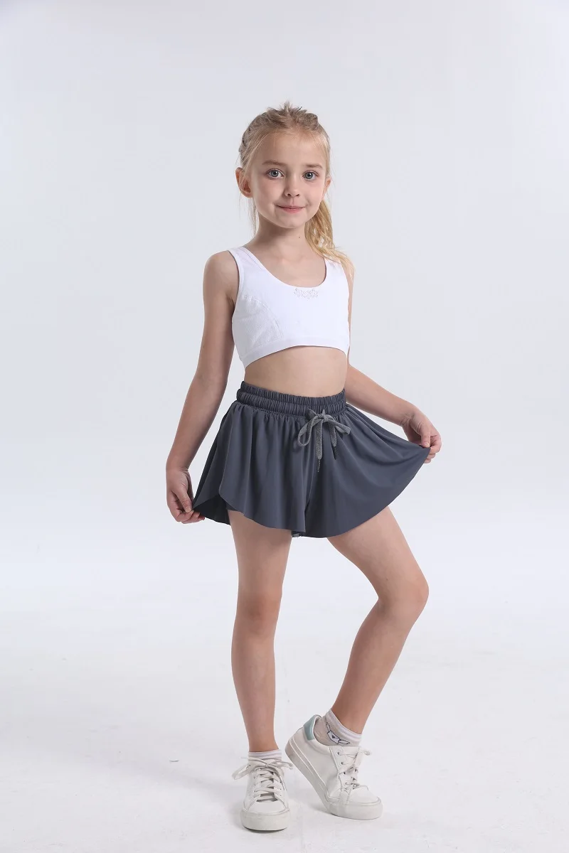 2 In 1 Flowy Running Yoga Shorts Women Gym Sport Kid Biker Butterfly