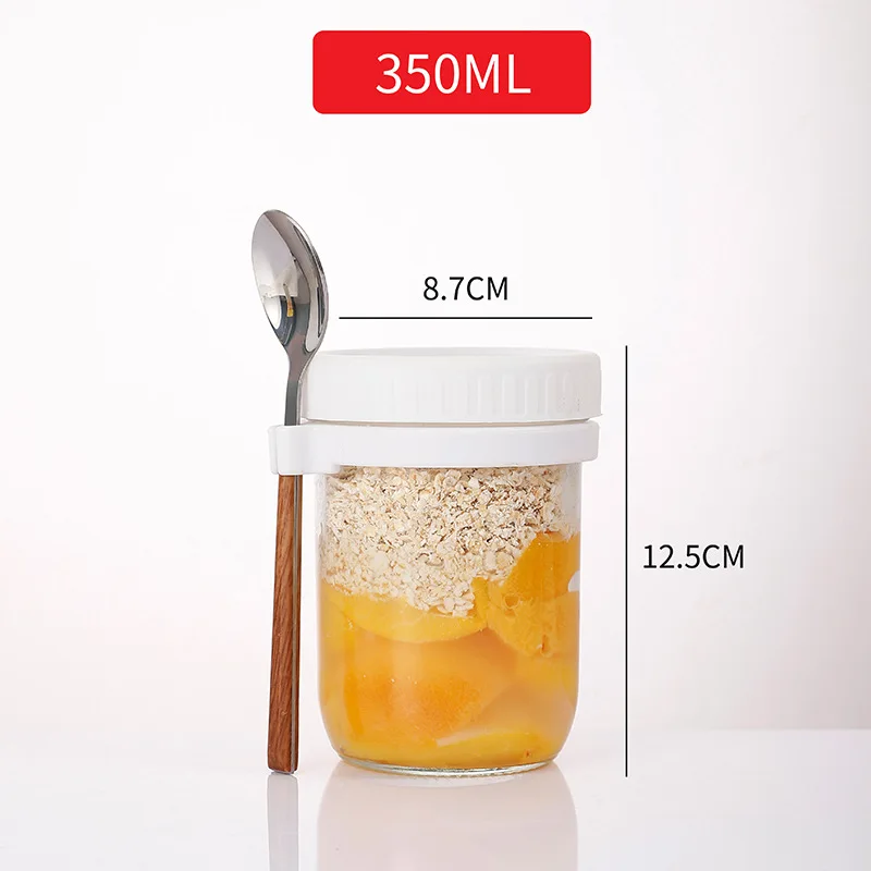 Wholesale 10oz 20oz Glass Mason Jar Portable Overnight Oats Container