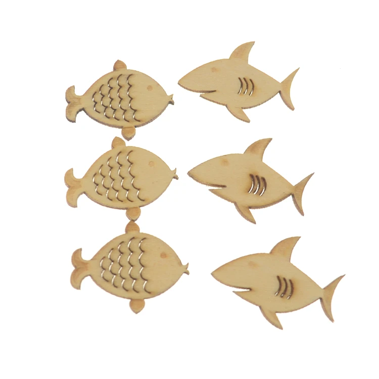 Ocean Nursery Party Decorations 2"-20" Customize Wood Decorative Art Laser Cut Craft Unfinished Wooden Fish