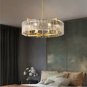 JACKSUN Luxury Modern Designer All-Copper Chandelier for Living Room Bedroom Restaurant Crystal Glass Home Pendant Light