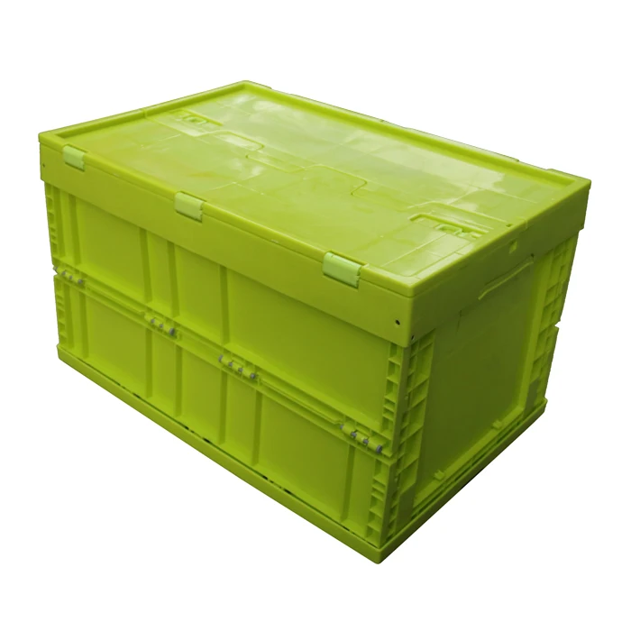 QS Plastic Collapsible Storage Box Moving Crates Folded Container Stackable Storage Boxes with Lid Collapsible Storage Box