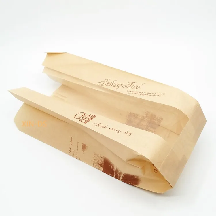 Custom print food packaging kraft paper bag with window for bread