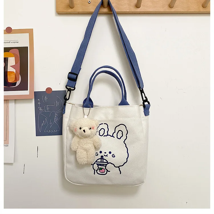 Korea ins cute bear canvas belt bag