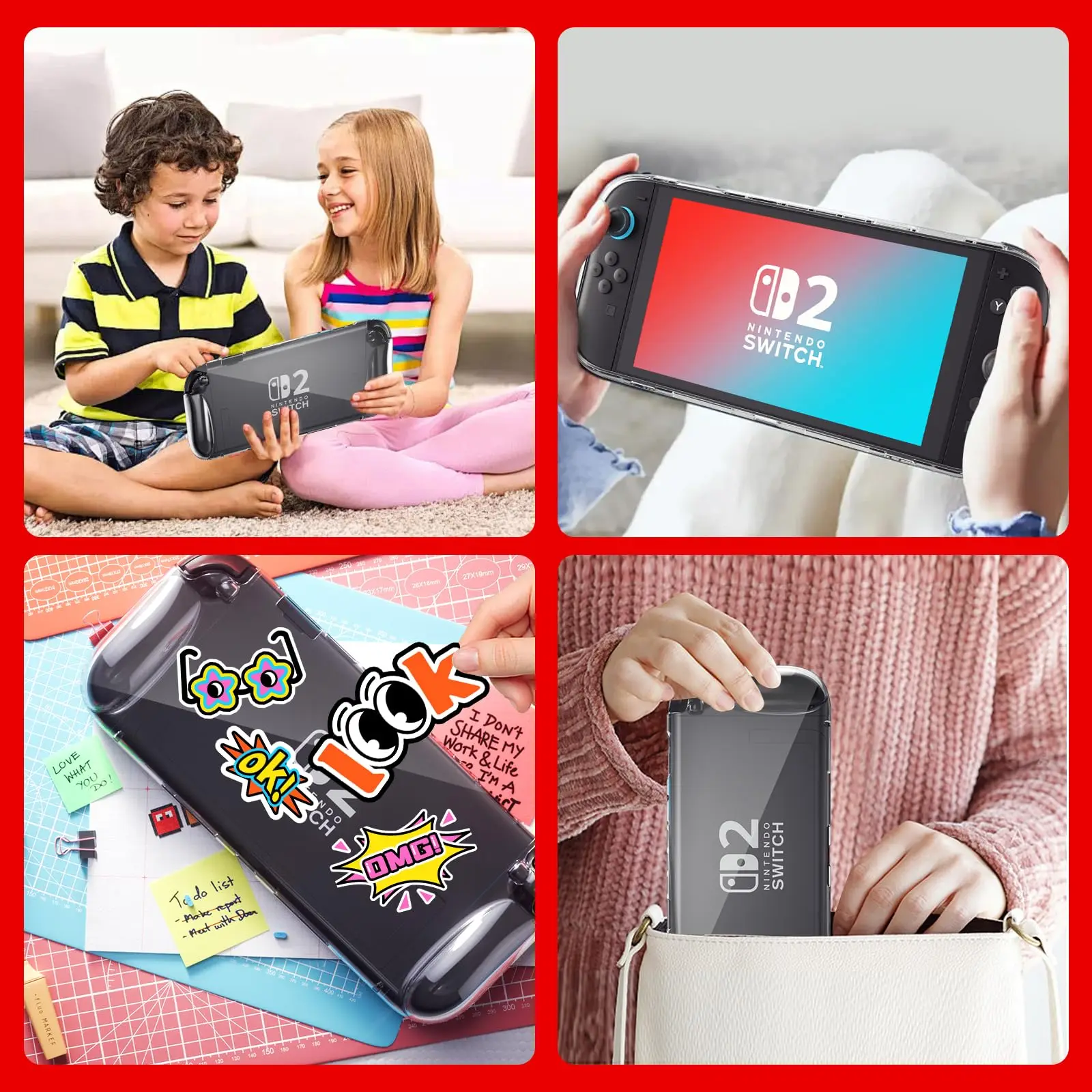 product laudtec for switch 2 case 2025 sanyetral premium soft tpu lightweight shockproof clear cover for nintendo-8